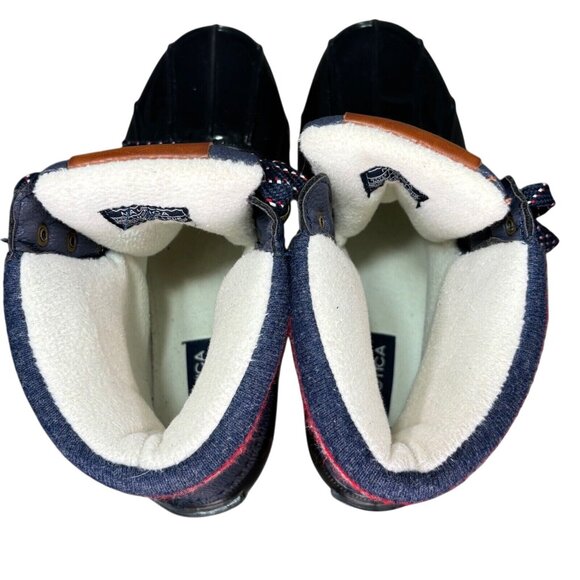 Nautica Meloday Duck Boots Size 8 Navy Blue & Red Stripes - Picture 6 of 7